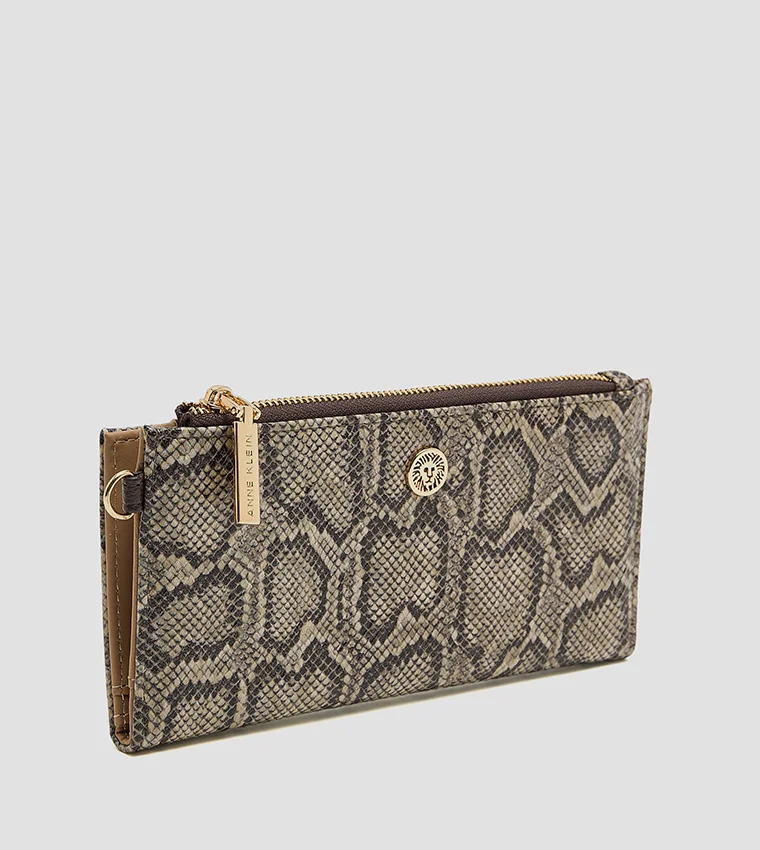 آن كلاين Anne Klein Snakeskin Print Zippered Bi-fold Wallet